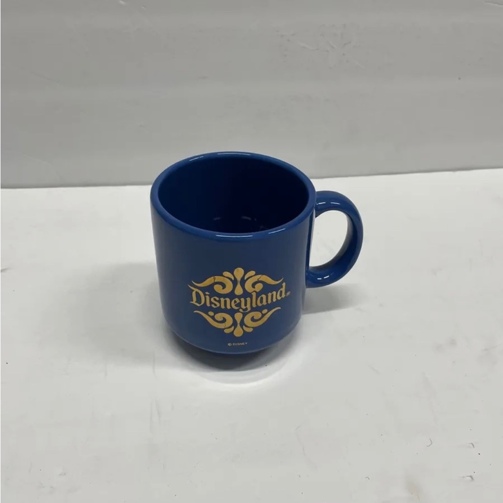 Disneyland Vintage Gold Logo Coffee Mug Cup Blue Made in Spain 90’s